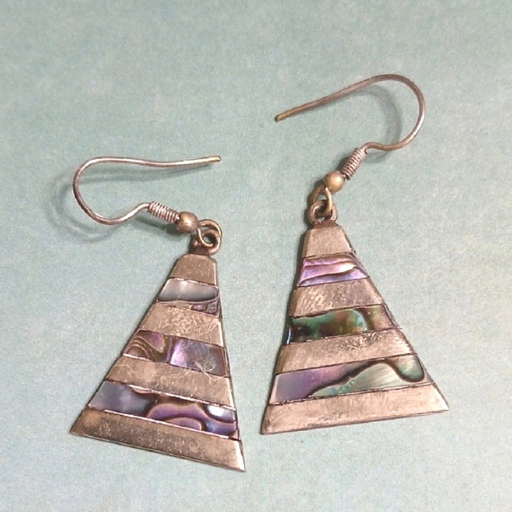 Elegant Silver and Abalone Shell Earrings